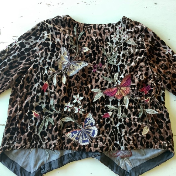 NWT Johnny Was Penelope Leopard Velvet Butterfly Embroidered Bolero Jacket S - Picture 12 of 16